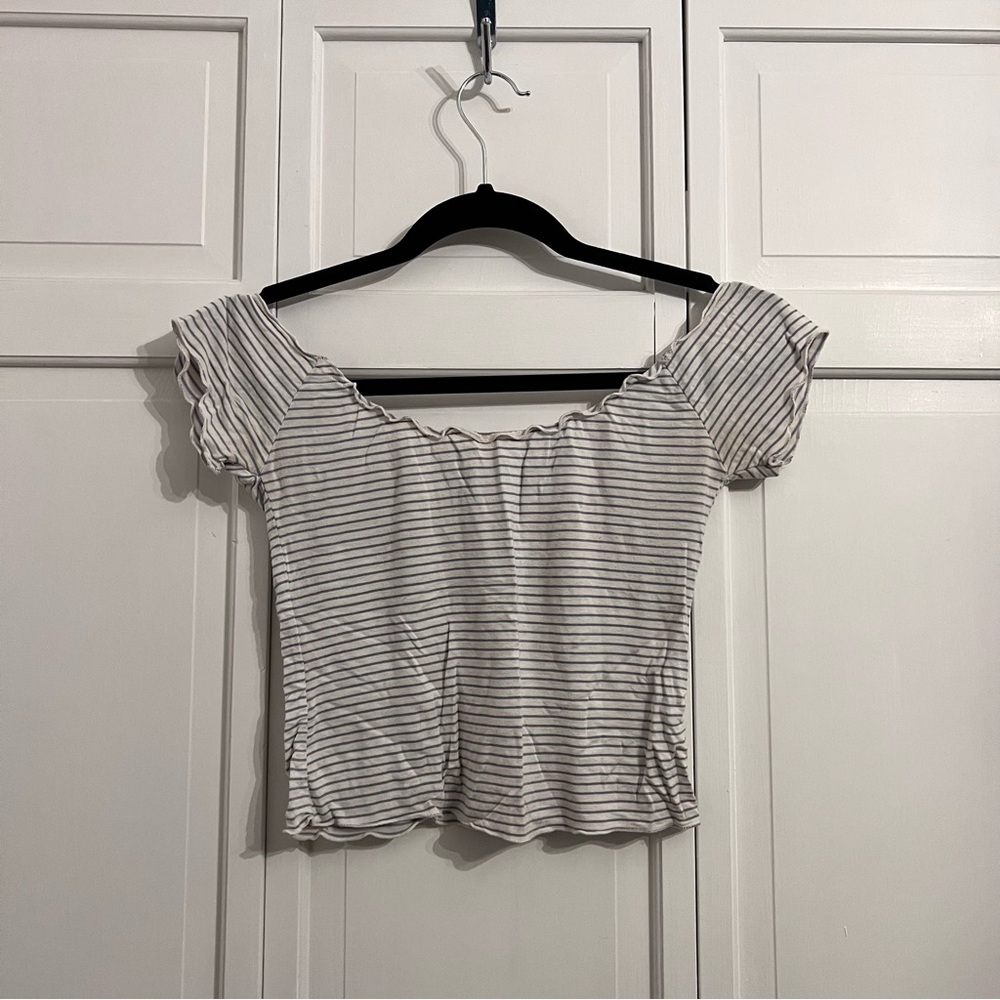 Striped Off the Shoulder Crop Top